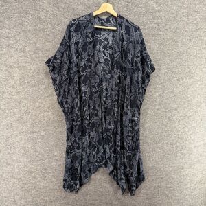 Unbranded Top Women M Medium Black Floral Open Front Short Sleeve Breathable